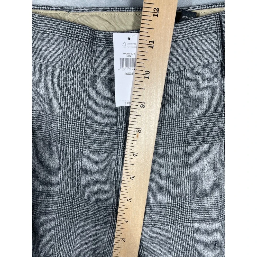 Banana Republic Vitale Barberis Flannel Wool Plaid Pants Grey 36x34 NWT $169